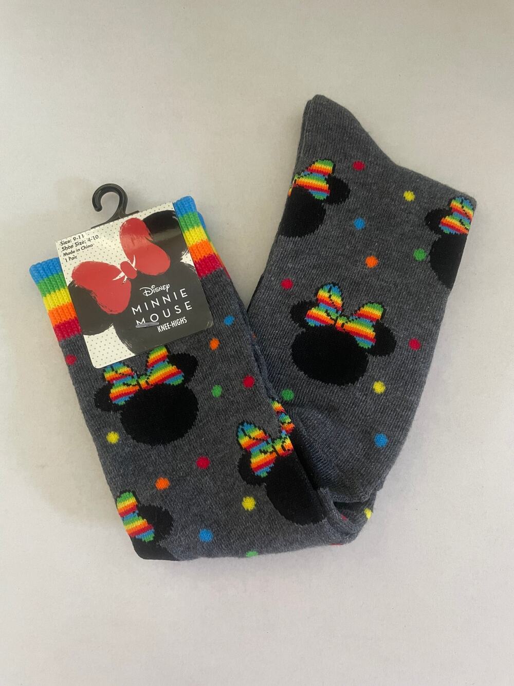 Adult Disney Mickey Minnie Pride Rainbow Knee-His Socks NEW